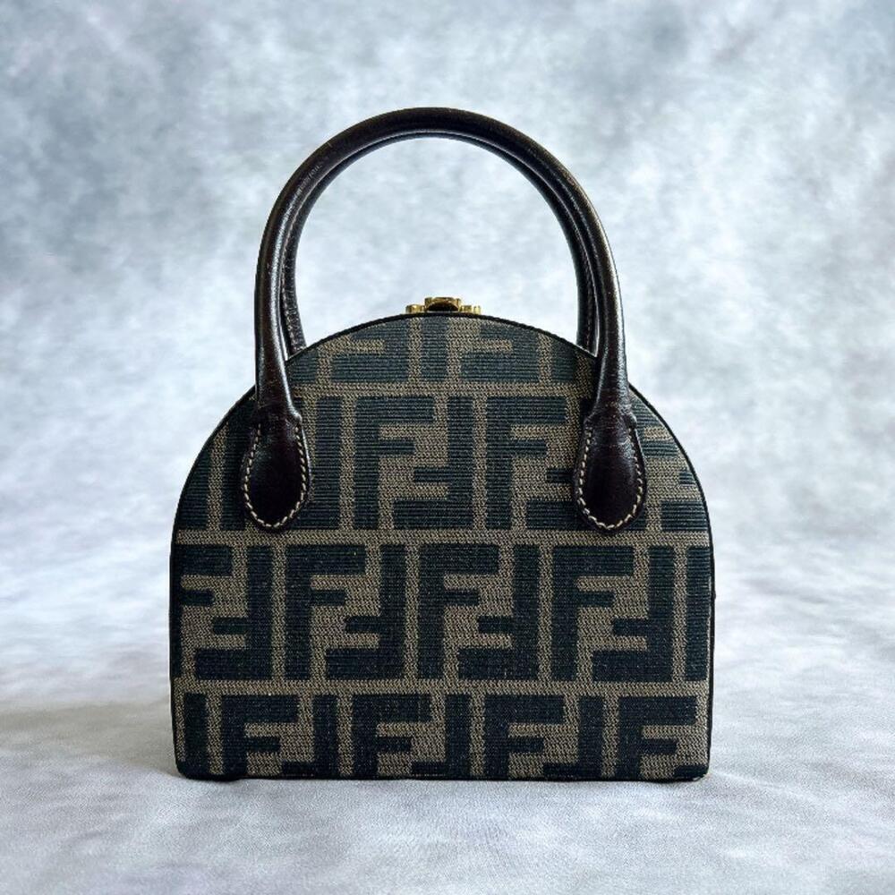 Fendi Zucca round vanity Handbag dome shaped